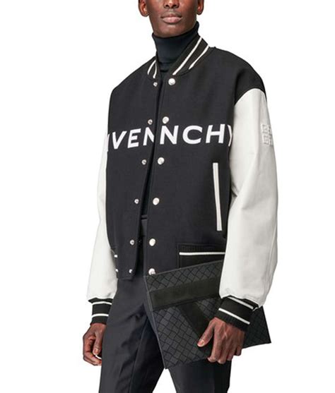 givenchy leather jacket men's|givenchy letterman jacket.